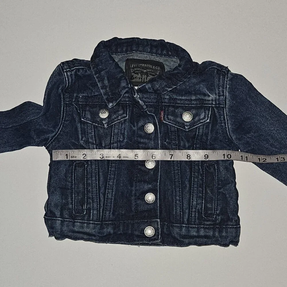 Levi Strauss Girls Toddler 2T Blue Jean Denim Jacket Snap Front (wash wear)